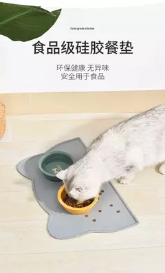 Tapete de alimentação para gatos, à prova d'água, cor sólida, silicone, comida para animais de estimação, tigela, tapete para beber, fácil lavagem, acessórios para cães - loja online