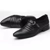 Sapato masculino clássico vestido de couro PU, deslizar, tamanho grande, ponto do dedo do pé, negócios, casual, formal, casamento