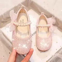Mary Janes antiderrapante para meninas, arco lateral, pérolas, sapatos elegantes de princesa, sapatos chiques para crianças, festa, shows de casamento, moda infantil, 2024 - comprar online