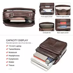 Westal Mensageiro de Couro Genuíno Bag, Laptop sacos para documentos, saco de negócios, Bolsas de ombro masculinas, 13 ", 6173 - comprar online