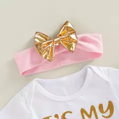 Bodysuits de manga curta para bebês, macacão recém-nascido, pettiskirt para criança, presentes de aniversário, roupas de festa 12m, 3 peças - comprar online