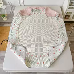 Imagem do Tapetes de cama de látex natural, sensação fresca respirável, acolchoado suave, seda de gelo cabido lençol e fronhas, verão