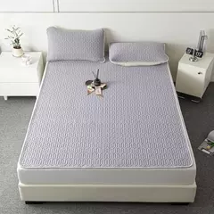 Tapete e fronha de látex espesso macio, Conjunto de cama liso, Lençol Cool Feeling, Capa de colchão de resfriamento, Verão, 2 pcs, 3pcs - loja online
