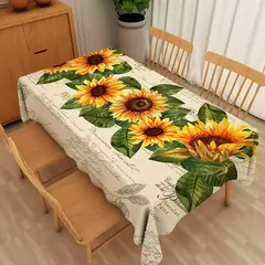 Toalha de mesa retangular girassol, Vintage Farmhouse Waterproof Durable Tablecloth para Home Kitchen Sala de jantar Outdoor Picnic Mat - loja online