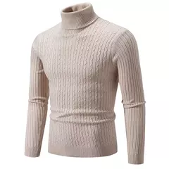 Suéter de gola alta masculino, pulôver monocromático, de malha, quente, casual, gola alta, suéter, lã, inverno, tops ao ar livre, novo - Wolf Magazine