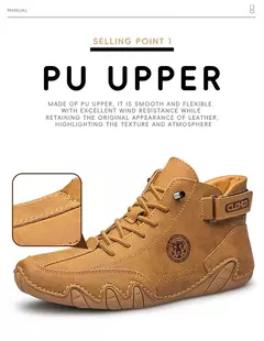 CLOHOO-Sapatos masculinos casuais de couro, tênis ao ar livre, sapatos confortáveis, botas masculinas de luxo, nova moda, 2024 - comprar online