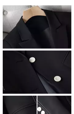 Nova primavera e outono preto terno moda retro casaco solto - Wolf Magazine