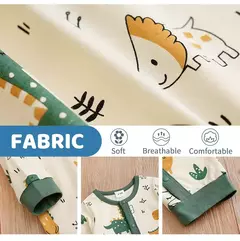 Macacão de algodão dinossauro dos desenhos animados para bebê recém-nascido, roupas de manga comprida, confortáveis e macias, meninos e meninas, 0-18, primavera e outono - Wolf Magazine