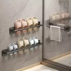 Imagem do Wall Mounted Slipper Rack para Banheiro, Rack de armazenamento, Quarto, Chuveiro, Banho Chinelos Cabide, Babouche Organizador, Sem Perfuração