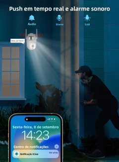 ICSEE Câmera de segurança externa wi-fi, 8MP, lente dupla, telas duplas, câmera de vigilância, detecção humana, visão noturna, zoom digital 4X na internet