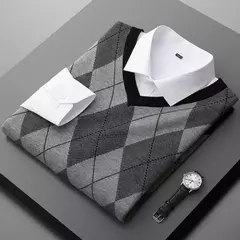 Suéter de malha sem mangas masculino, colete jacquard casual para negócios, plus size 6XL 7XL 8XL, primavera e outono 2022 - Wolf Magazine