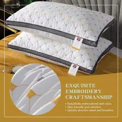 Travesseiro de pescoço de penas de algodão, travesseiro tridimensional, adequado para dormir quartos, estilo hoteleiro, 1 pc