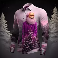 Camisa Masculina Manga Longa de Natal, Estampada em 3D, Papai Noel, Festival, Festa, Roupa Casual, Venda Quente na internet
