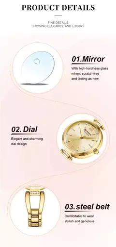 Imagem do Curren-Relógio de luxo para mulheres, alta qualidade, diamante, senhoras, quartzo, impermeável, aço inoxidável, caixa incluída