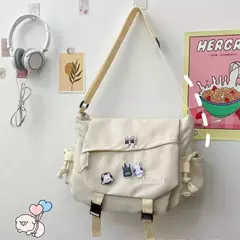 Bolsa mensageiro de grande capacidade para carteiro e mulheres, bolsa de ombro única estilo Hong Kong, bolsa escolar japonesa, estudante coreano, menina, retrô na internet