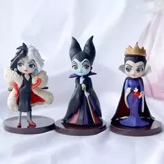 Imagem do 8cm 3 pçs/set disney q posket petits vilões descendentes 2 malévola cruella de vil rainha figura de ação modelo presente brinquedos