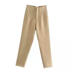 TRAF-Calças de escritório de cintura alta femininas, calças formais de escritório, calças lápis, pretas, rosa, brancas para senhoras, moda - loja online