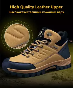 Botas de neve de couro quente masculinas, tênis de caminhada ao ar livre, sapat - comprar online