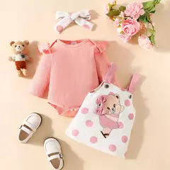 MiniFox-Vestido de urso rosa Romper e Dots para bebês, vestido suspensor para recém-nascidos, vestidos de urso dançante, fofos - comprar online