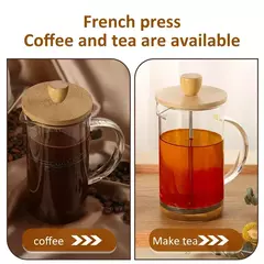 Cafeteira de vidro de aço inoxidável, French Press Coffee Potes, Hand Brewing Coffee Pot, Chá Brewing, Milk Pot para casa, 350-1000ml - comprar online