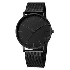 Imagem do Relógio de pulso de malha de aço inoxidável feminino, feminino Fashion, Casual, Simples, Quartzo, Hora de Metal, Feminino, Preto