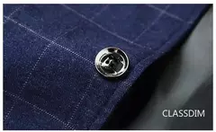 Blazers xadrez azul casual slim fit masculino, jaquetas de negócios, roupas formais, casacos masculinos, novos, primavera, outono, tamanho 4XL - loja online