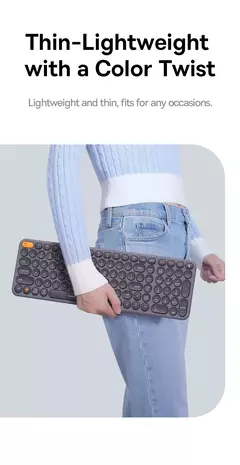 Baseus-Teclado Ergonômico Sem Fio, 2.4G, Bluetooth 5.0, Keycap Numérico, Office Game, Tablet, PC, iPad, MacBook, Laptop - loja online