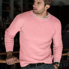 Imagem do Casual Slim Fit masculino malha camisola, o-pescoço malhas, pulôver monocromático, outono, inverno, conforto, novo, S-3XL