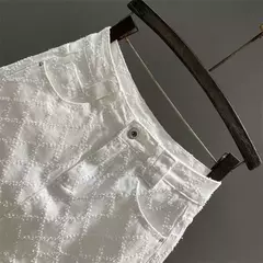Mini vestido jeans de cintura alta feminino, estilo tweed, verão, novo visual, garota picante, anti-exposição, saia linha A, branco, 2024 - loja online