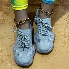 Tênis respiráveis para mulheres, Formadores de tecido de malha, Calçado feminino com renda, Sapatos confortáveis, Nova moda, 2024 - loja online