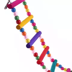 Escada de escalada suspensa de madeira multicolorida, brinquedos, 12 degraus, ponte colorida, balanços para pássaros, papagaio, periquito, calopsita, periquito