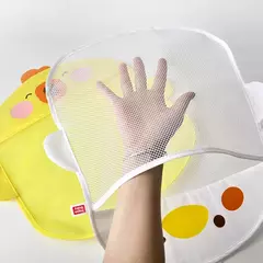 Qwz novo pato dos desenhos animados do bebê saco de malha do banheiro otário design para brinquedos de banho crianças formas animais pano areia brinquedos armazenamento net saco