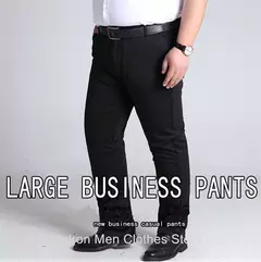 Calça de vestido reto grande para homens, alta esticada, escritório, preta, azul, cinza, calças de terno formal, plus size, 52, 50, 48, 46 - Wolf Magazine