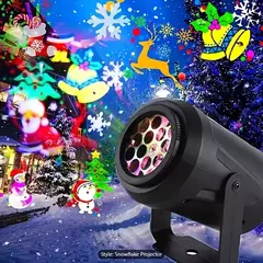 Luzes LED Do Projetor Do Floco De Neve, Lâmpada De Projeção Interior, Holofotes Giros, Dia Das Bruxas E Festival De Natal, 16 Padrões - comprar online