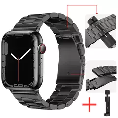 Pulseira de metal para Apple Watch, pulseira de aço inoxidável, pulseira para iWatch Series 7, 6, 5, 4, SE2, 9, 8 Ultra, 44mm, 40mm, 45mm, 41 milímetros, 42 milímetros, 49 milímetros - Wolf Magazine