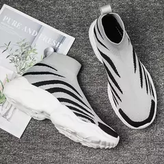 Sapatos masculinos de corrida, tênis de tamanho grande, sola grossa, sapatos esportivos de rua, hip-hop, meia casual e bola retrô 38-48 - loja online