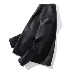 Falso PU couro moto jaqueta dos homens, casacos masculinos, outwear, preto, marca - Wolf Magazine