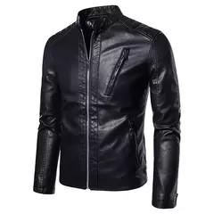 Jaqueta de couro falso para homens, casacos PU masculinos, outwear branco, outono, 2023