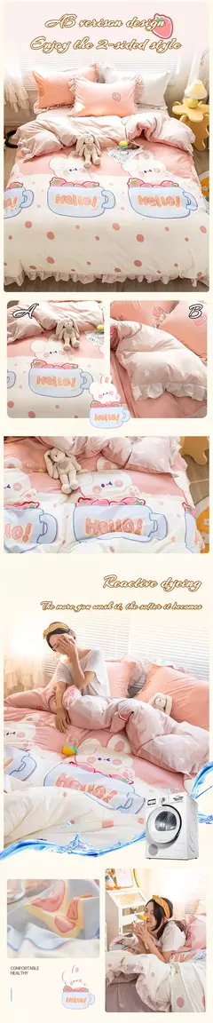 Yanyangtian rendas 4-piece conjunto de cama folha colcha capa fronha linho para a família crianças quarto sala estar conjunto 4 pçs - loja online