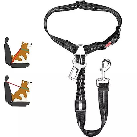 Coleira sólida anti-choque dois em um para cães, cinto de segurança para animais de estimação com clipe, cinto de segurança para banco traseiro, coleira para gatinhos, acessórios para animais de estimação