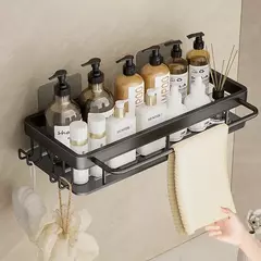 Wall Mounted 2-Tier prateleira flutuante para banheiro, sem broca, Shampoo Holder, prateleiras para cozinha, Hardwares Organizer - loja online