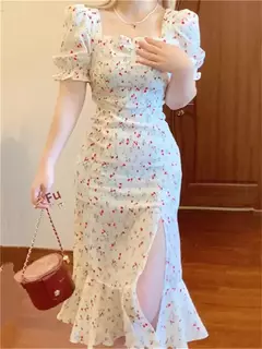 Vestido longo perfumado branco para mulheres, vestido sereia de fenda lateral, roupa emagrecedora para você, vestido de fada, novo, 2024 - Wolf Magazine