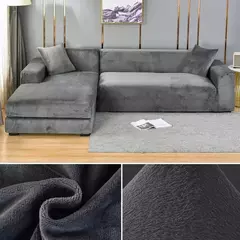 Imagem do Tampa de veludo grosso do sofá para a sala de estar, tampa elástica, sofá de canto em forma L, estiramento, 1,2, 3,4 Seater