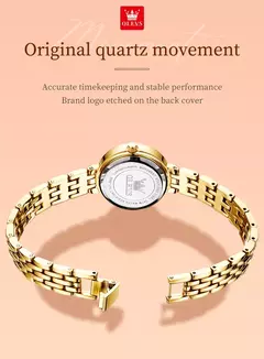 Imagem do OLEVS-Relógio de pulso impermeável para mulheres, luxo, marca superior, elegante, moda, dourado, original, simples, quartzo, senhoras