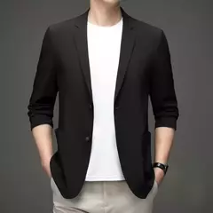 Casaco de peito único masculino, blazer masculino grande, casaco preto, tamanho grande e grande, simples e casual, roupas de primavera e verão, novidade em 2021 na internet