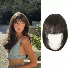 Franja sintética peruca peruca franja grampo de cabelo falso em extensões de franja de cabelo falso natural mulher franja uso diário resistente ao calor - Wolf Magazine