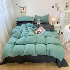 Soft lavado algodão roupa de cama Set, Duvet Cover, fronha e lençol, Home Bedclothes, cama preta na internet