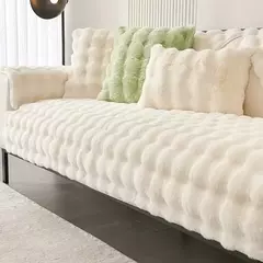 Imitação de Pele De Coelho Sofá De Pelúcia Slipcover, Antiderrapante, Toalha Macia, Almofada Do Sofá, Sala De Estar, Decoração Moderna De Casa - comprar online