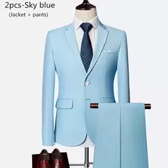 Terno de casamento fino com três peças para homens, conjuntos monocromáticos de negócios e escritório, blazer grande, calça e colete, moda luxo - comprar online