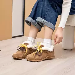 Aiyuqi tênis feminino novo couro genuíno retro alemão sapatos de treinamento feminino inverno veludo pele plana sapatos casuais - comprar online